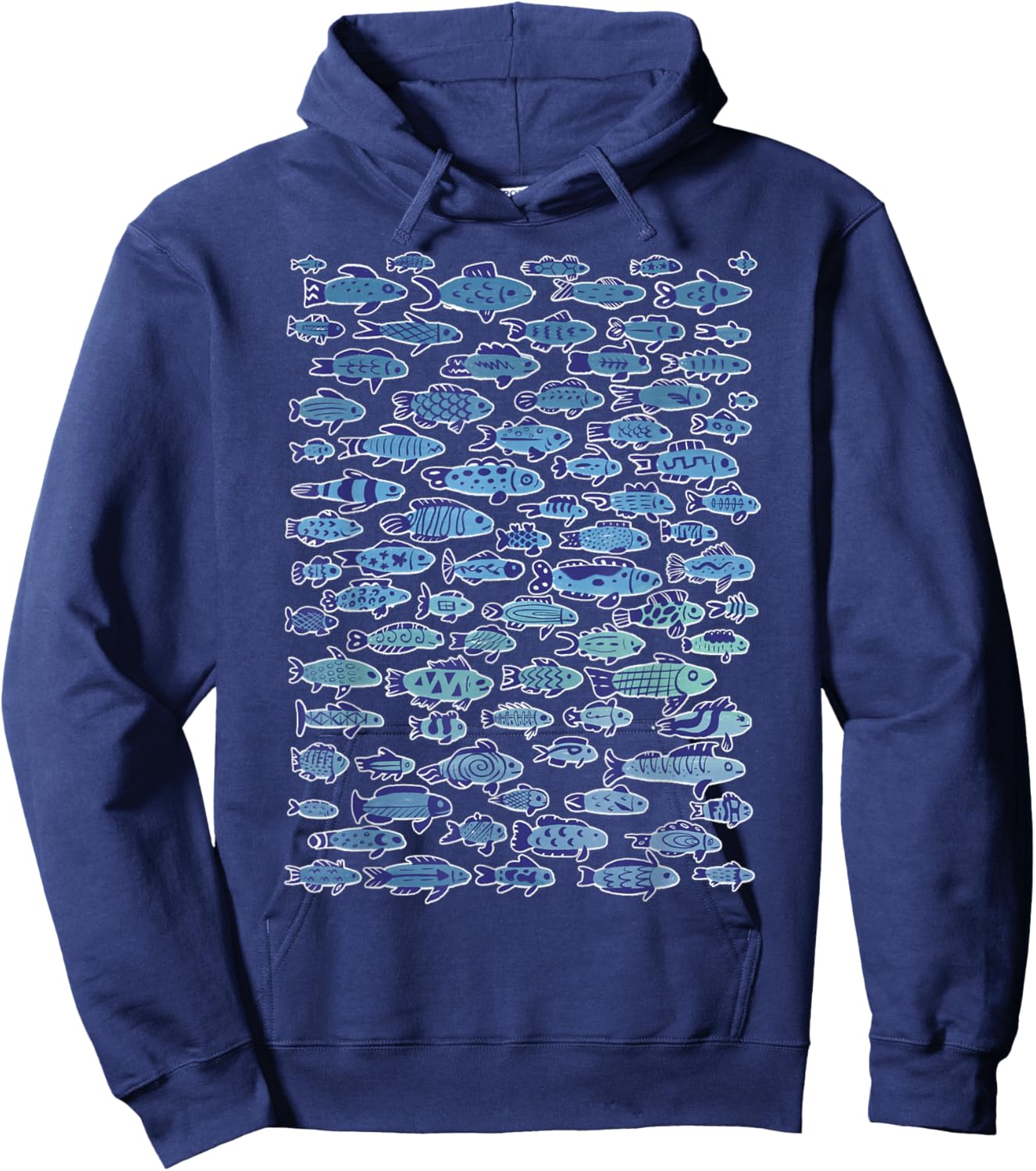 Sardine Cute Fish School Blue Anchovy Pattern Swimming Ocean Hoodie - Hoodie | Navy