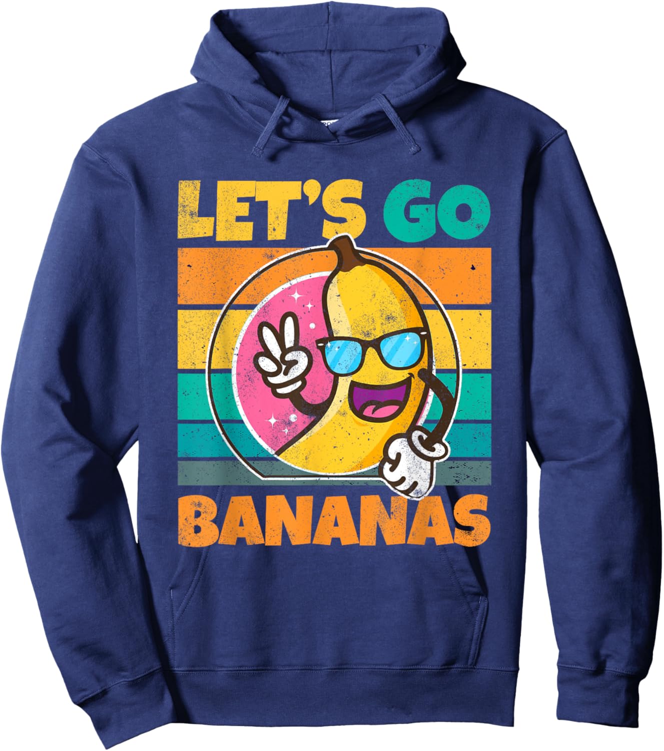 Retro Vintage Funny Banana Meme Let Go Banana Peace Bananas Hoodie - Hoodie | Navy