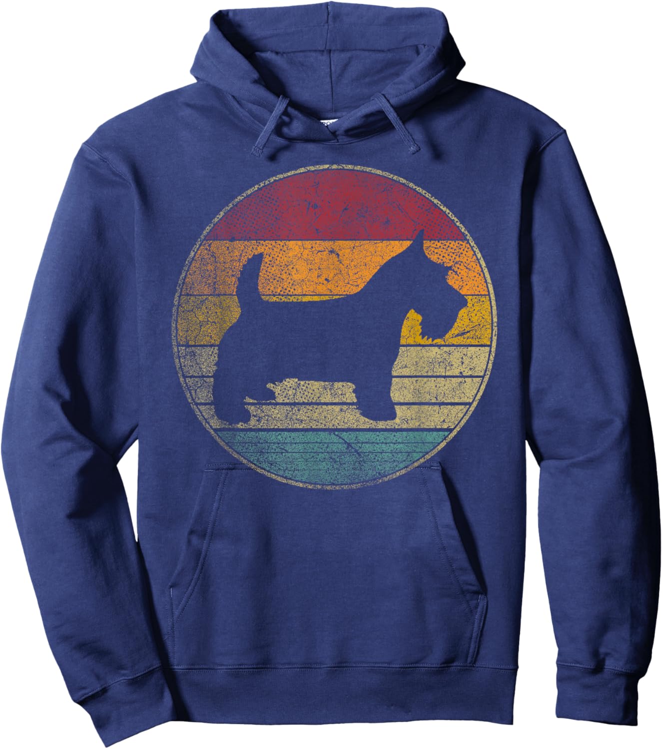 Scottish Terrier Dog Vintage Distressed Retro 70s 80s Gift Hoodie - Hoodie | Navy