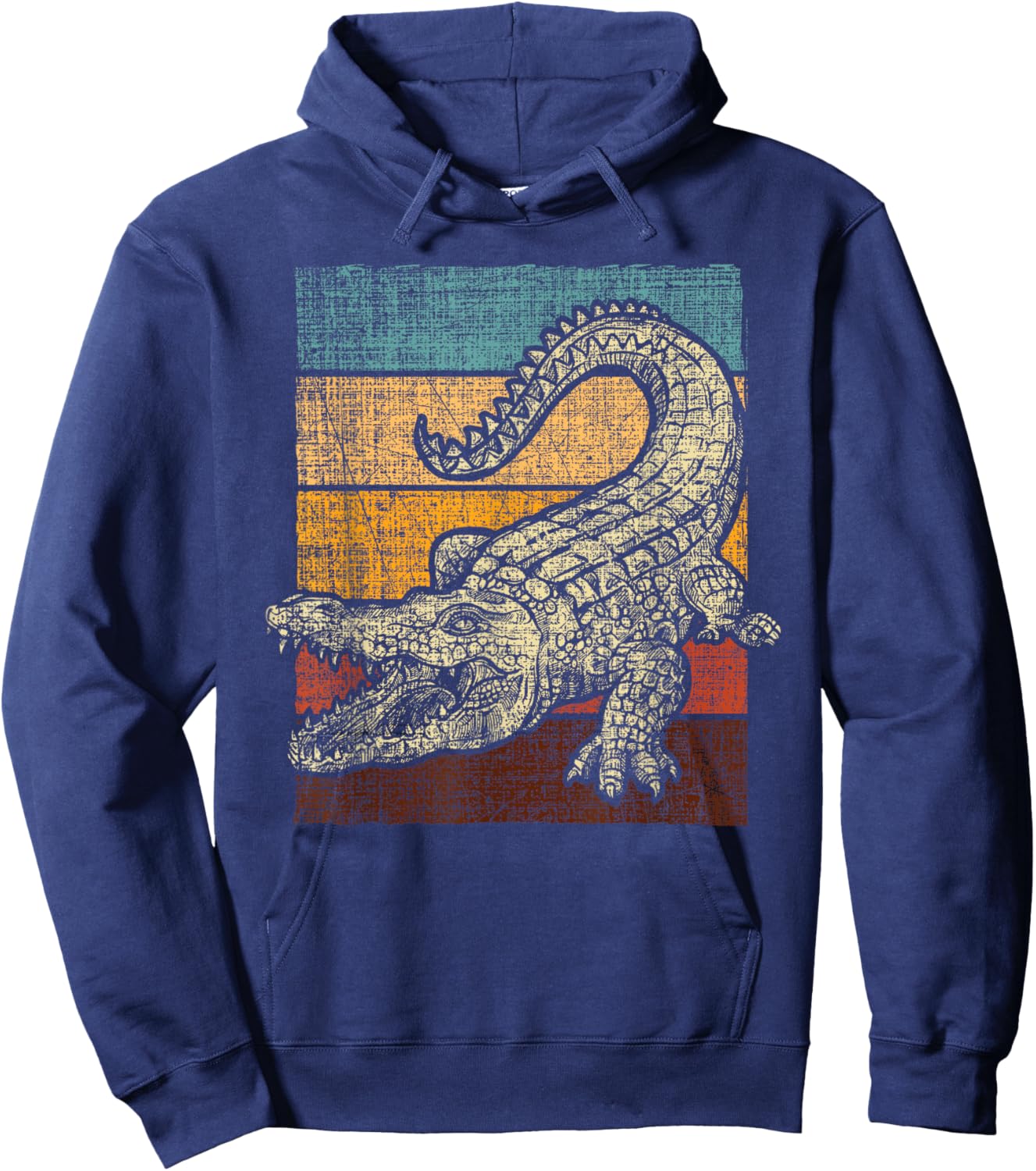 Retro Vintage Alligator Gator Crocodile Zoo Animal Lover Hoodie - Hoodie | Navy