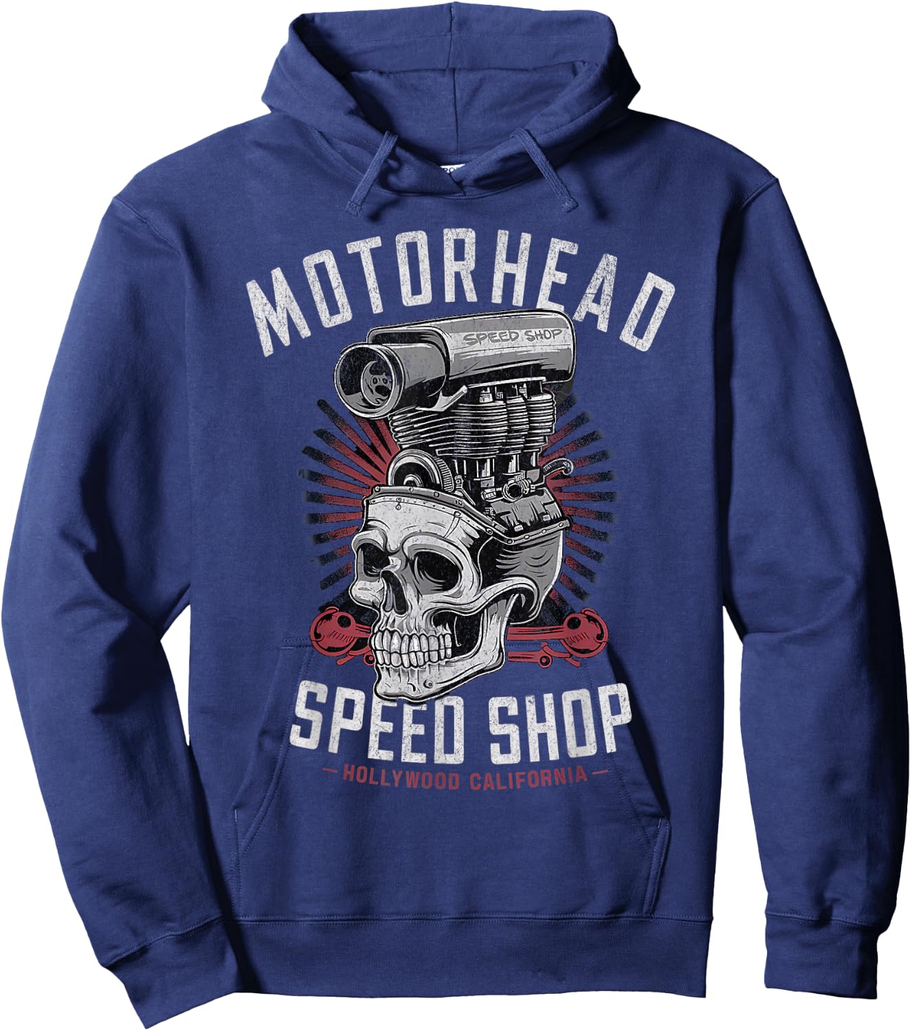 Skeleton Motor Head Speed Shop Hot Rod Mechanic Car Lover Hoodie - Hoodie | Navy