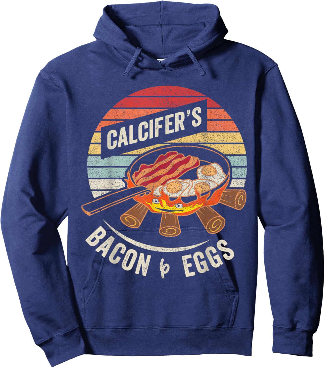 Retro Vintage Calcifer's Bacon and Egg Cook Food Lover Hoodie - Hoodie | Navy