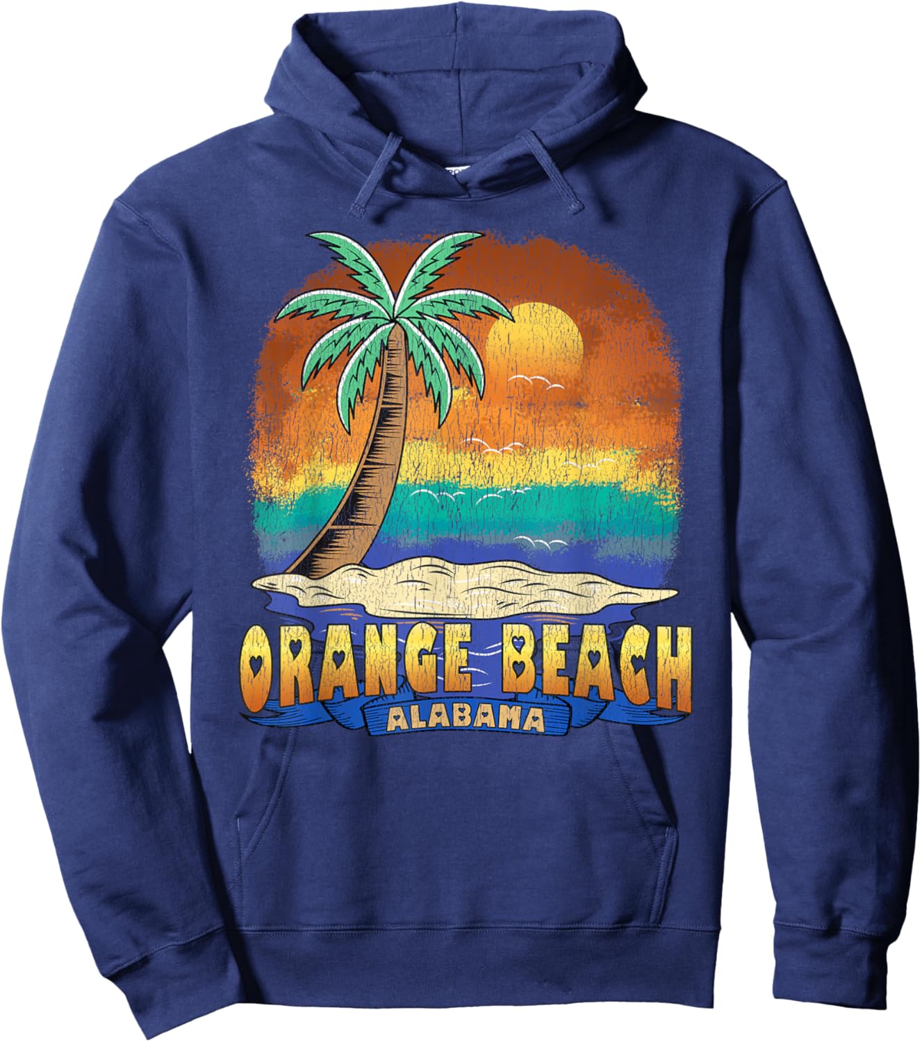 ORANGE BEACH ALABAMA | Vintage Distressed Souvenir Hoodie - Hoodie | Navy