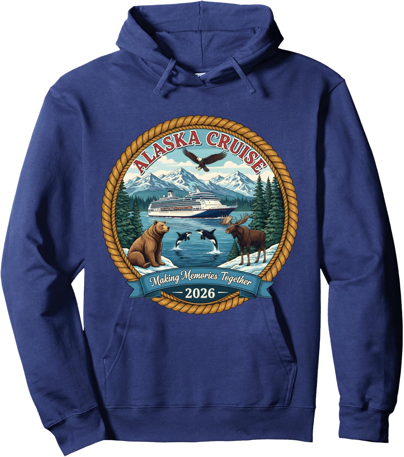 Alaska Cruise 2026 Matching Friends and Family Group Alaskan Hoodie - Hoodie | Navy