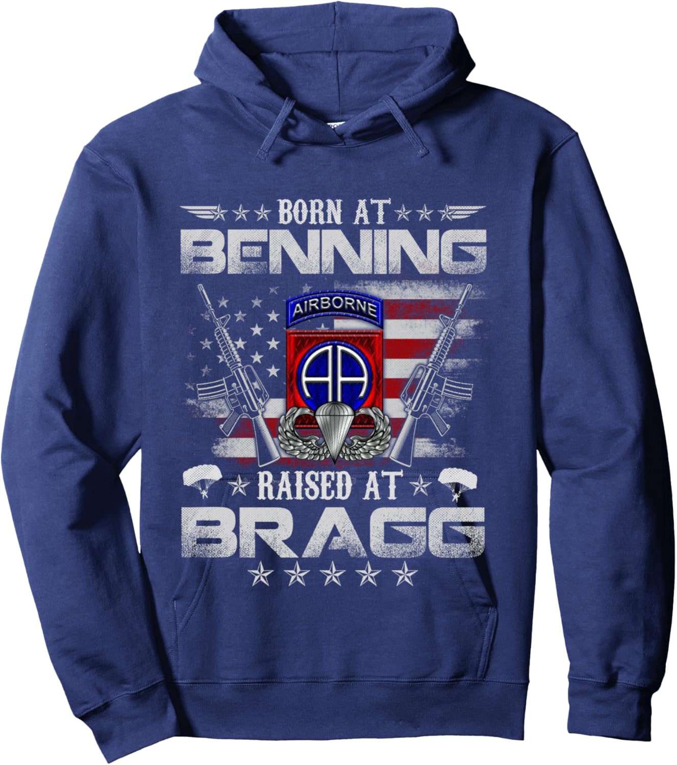 82nd Airborne Division Born At Ft Benning Raised Fort Bragg Hoodie - Hoodie | Navy