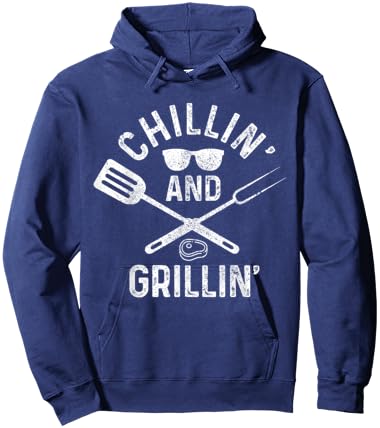 Chilling & Grilling BBQ Grill Chef Funny Barbecue Hoodie - Hoodie | Navy