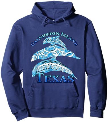 Galveston Island Texas Vacation Tribal Dolphins Hoodie - Hoodie | Navy