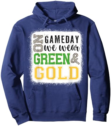 On Gameday Football We Wear Green And Gold Leopard Print Hoodie - Hoodie | Navy