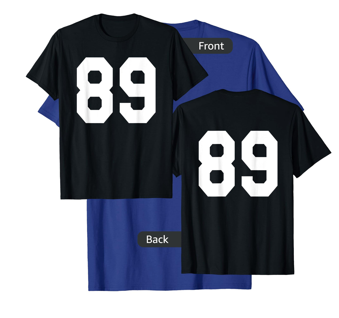 Number 89 Sports Jersey Front and Back Team Player T-Shirt