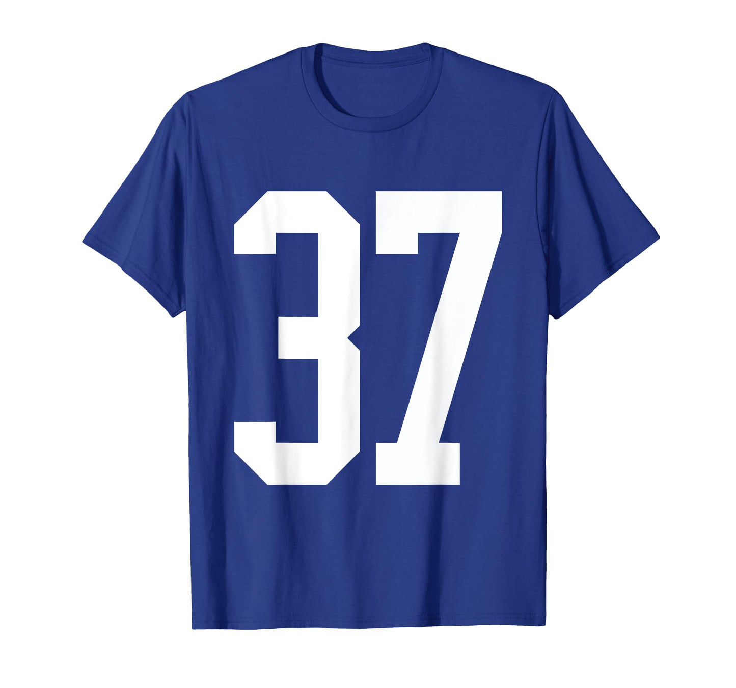 #37 White Number 37 Sports Fan Jersey Style T-Shirt