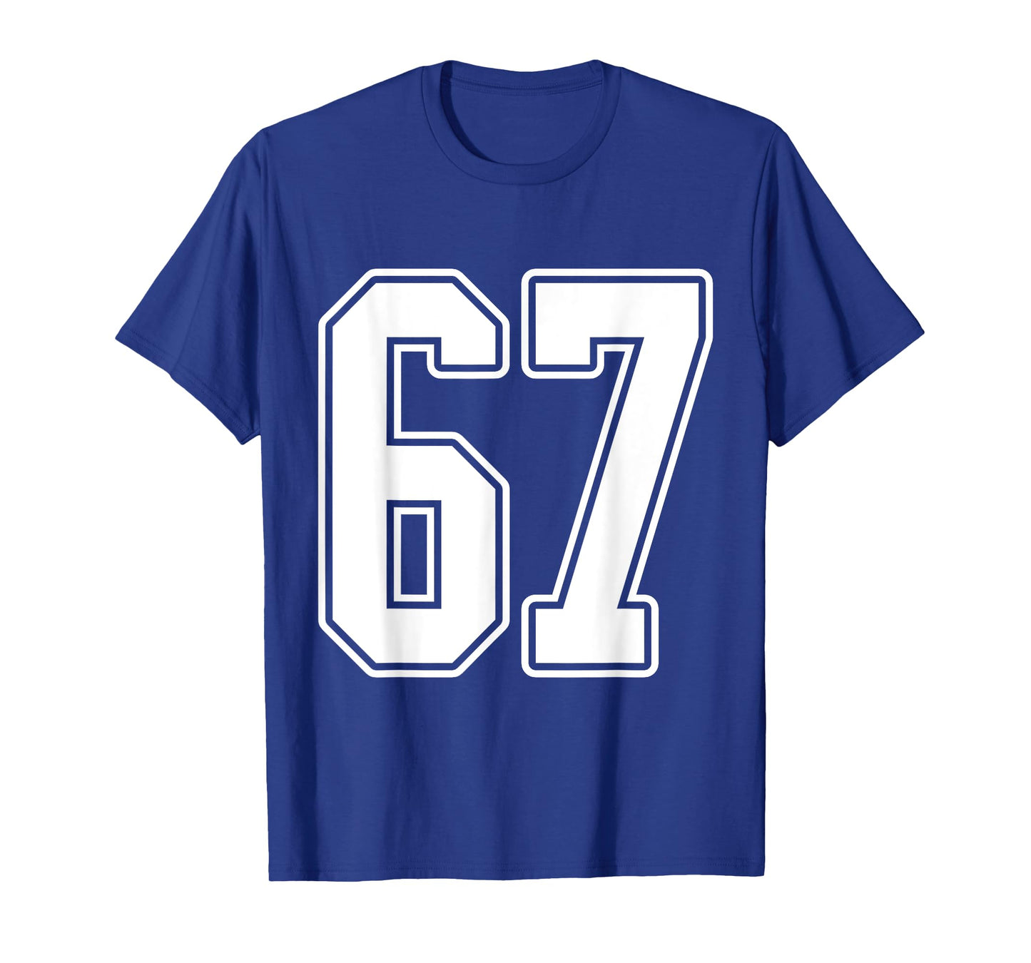 #67 White Outline Number 67 Sports Fan Jersey Style T-Shirt