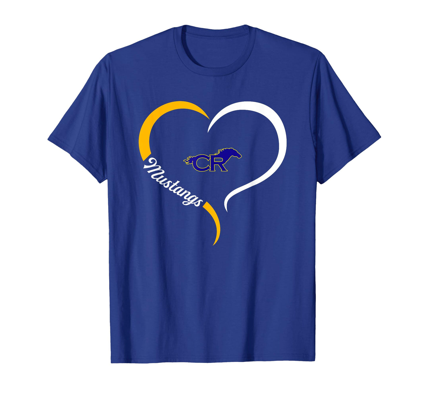 Cypress Ranch Mustangs Logo Half Heart Slogan HS T-Shirt