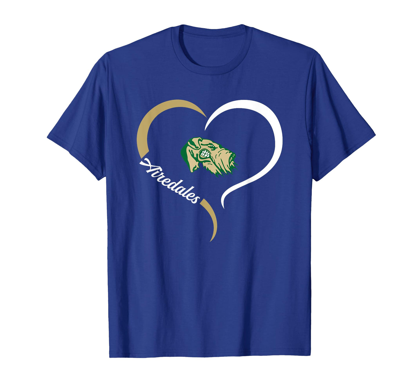 Alma Airedales Logo Half Heart Slogan HS T-Shirt