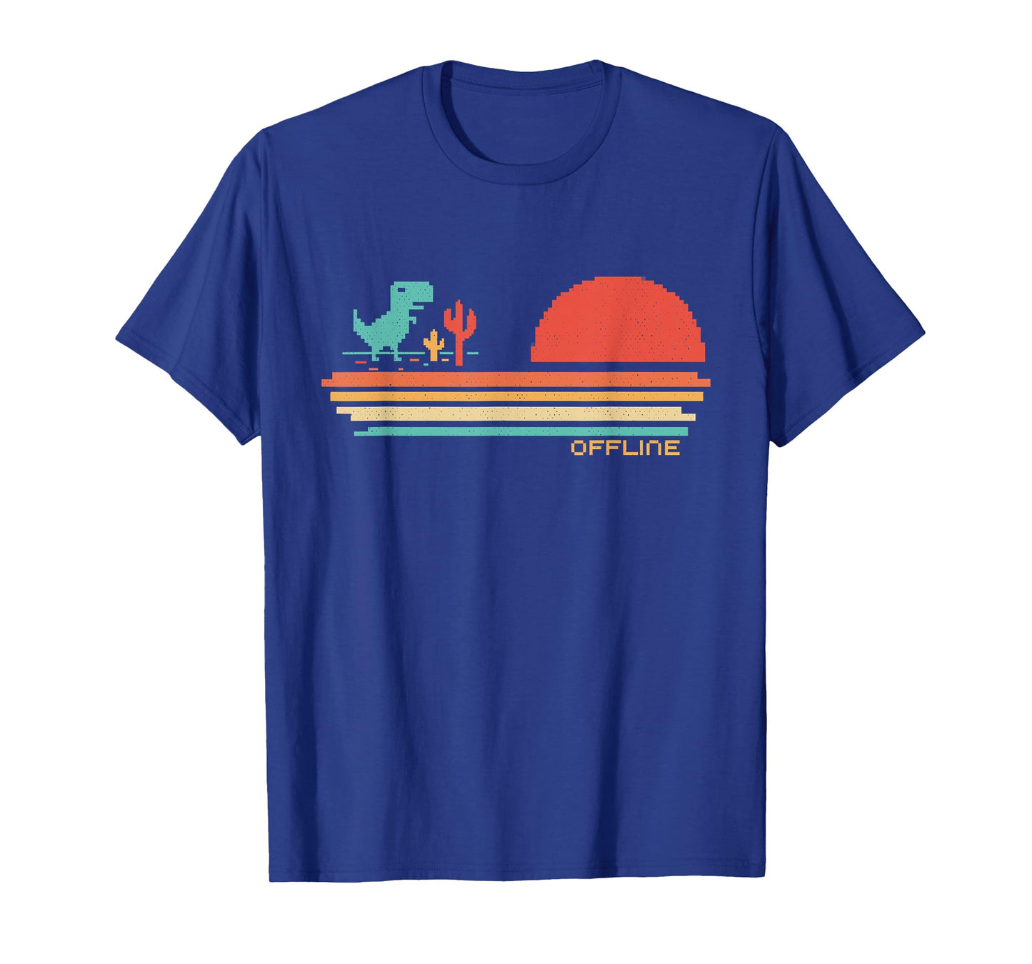 Offline Scare - Pixel Dinosaur / Retro - No Wifi Lost Dino T-Shirt