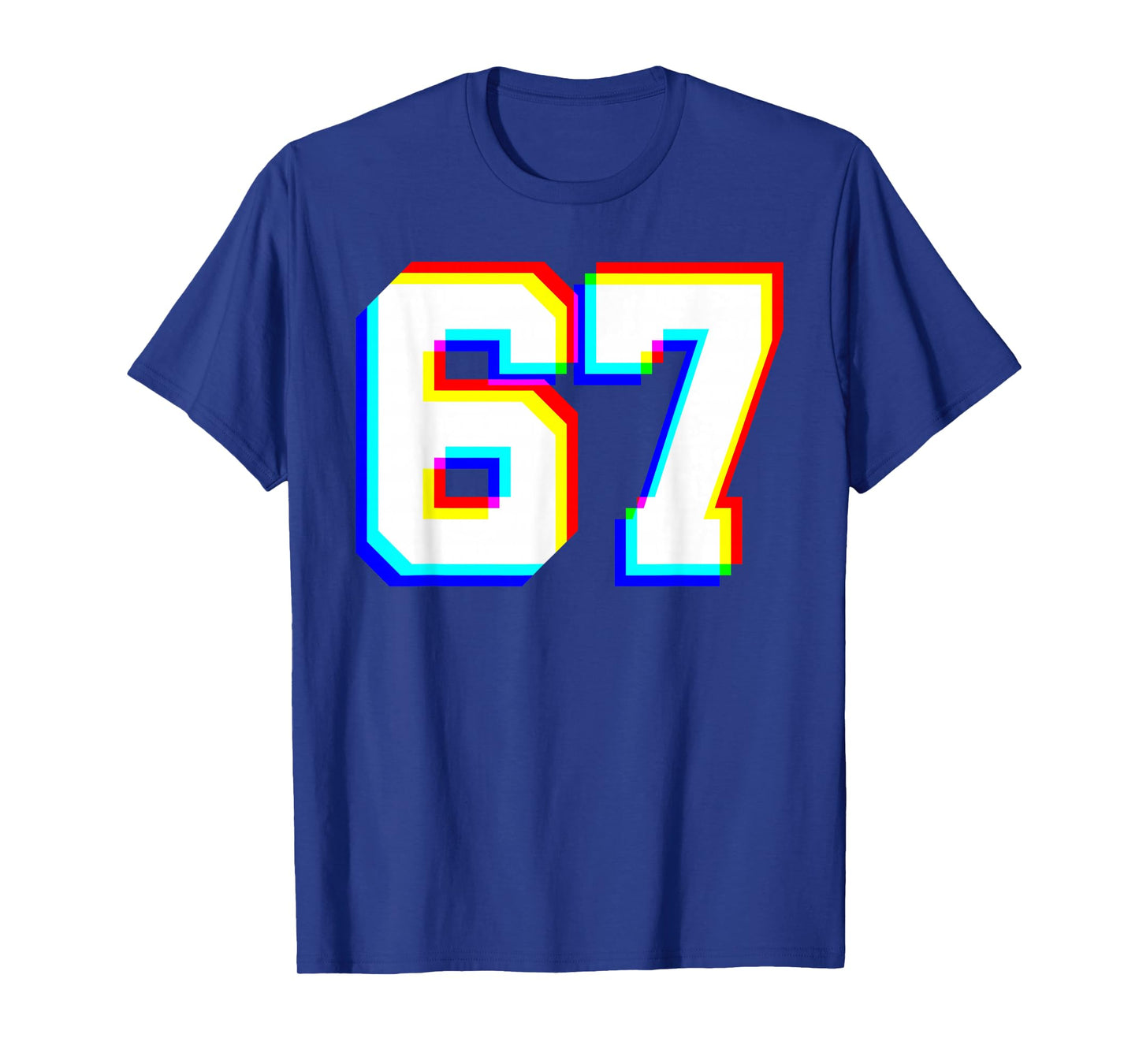 67 Glitch Optical Illusion Six Seven Varsity 6 7 Meme T-Shirt