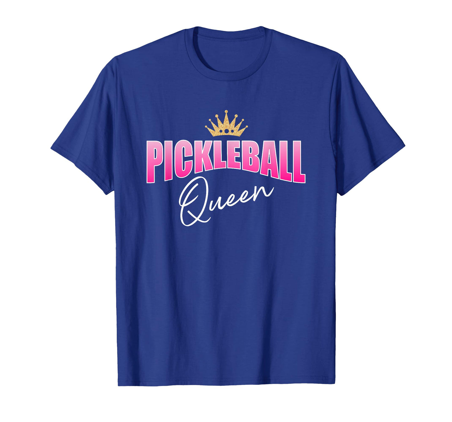 Pickleball Queen Pink White With Gold Crown T-Shirt