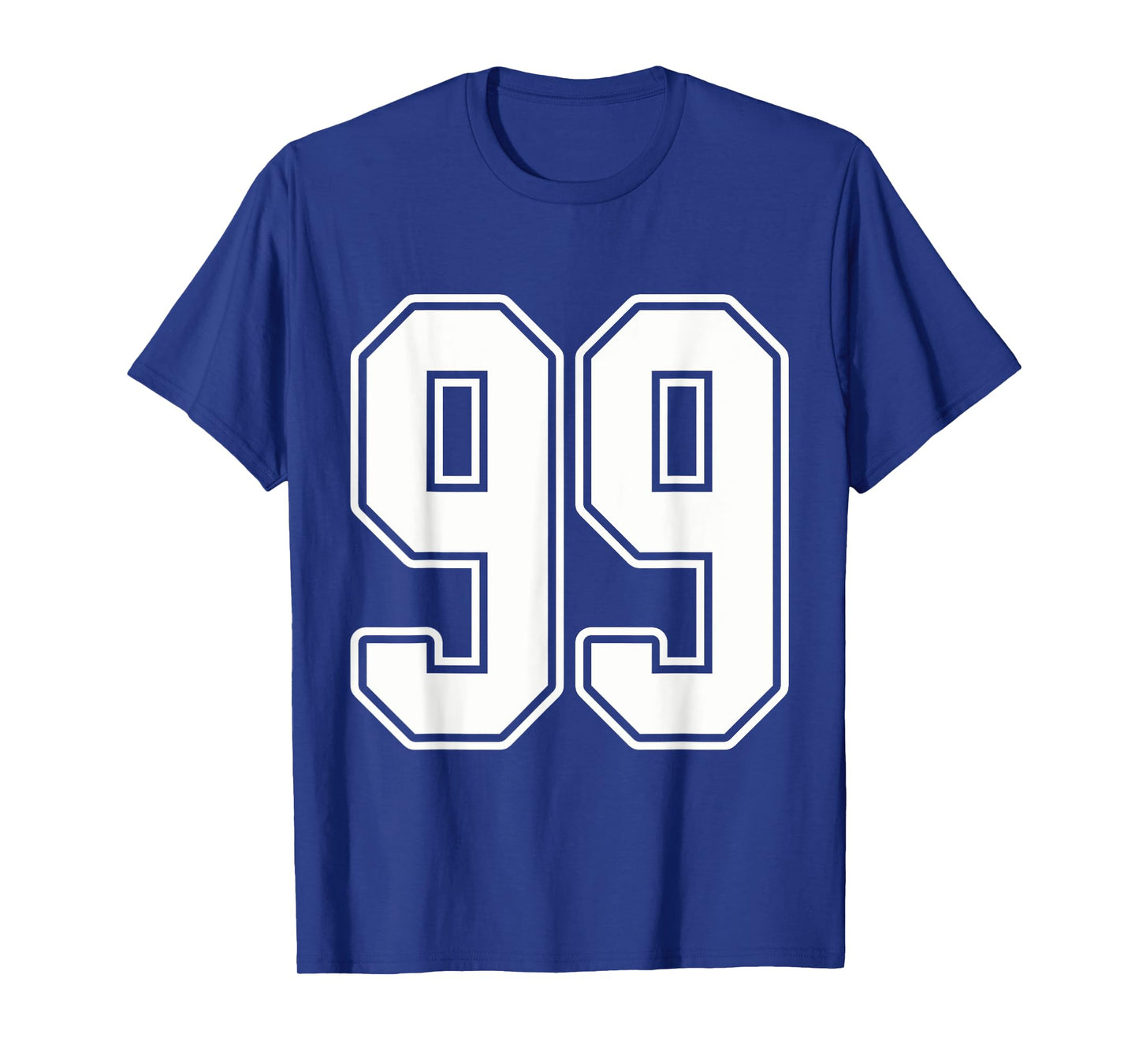 #99 White Outline Number 99 Sports Fan Jersey Style T-Shirt