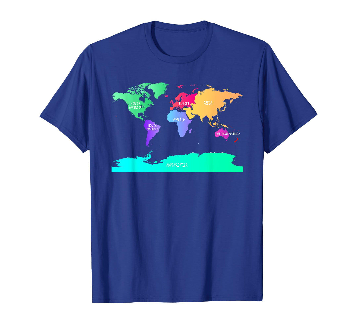 World Map of All Seven Continents T-Shirt T-Shirt