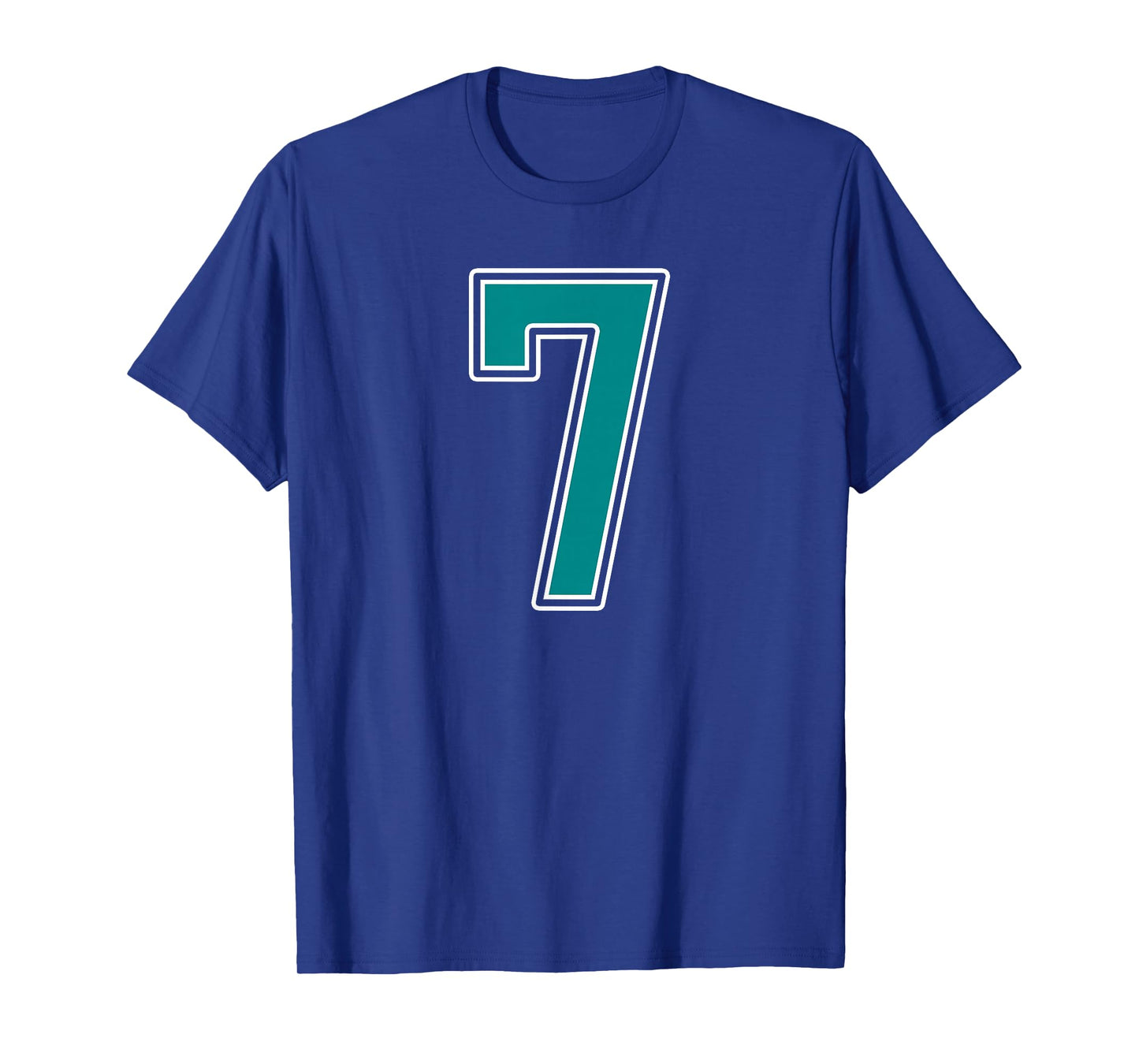 Teal and White Number 7 Jersey Player Uniform #7 Fan T-Shirt