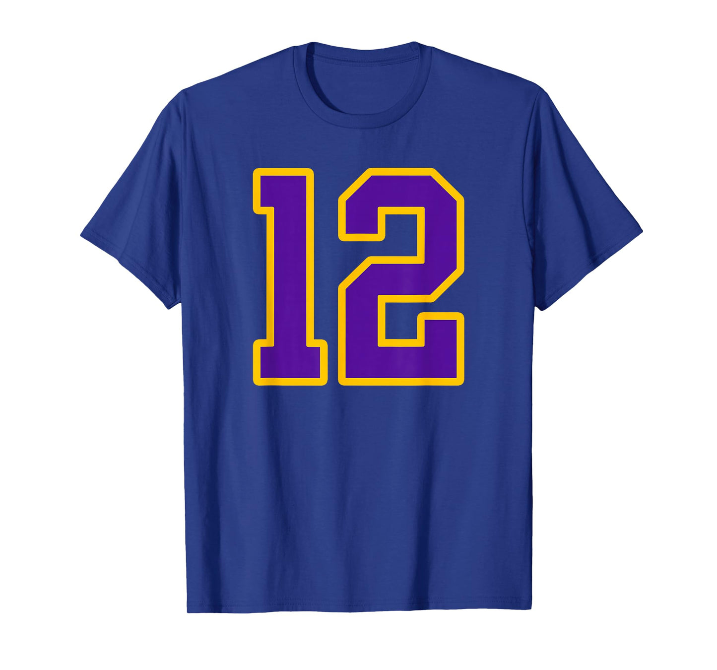 Purple and Gold Number 12 Jersey Player Uniform #12 Fan T-Shirt