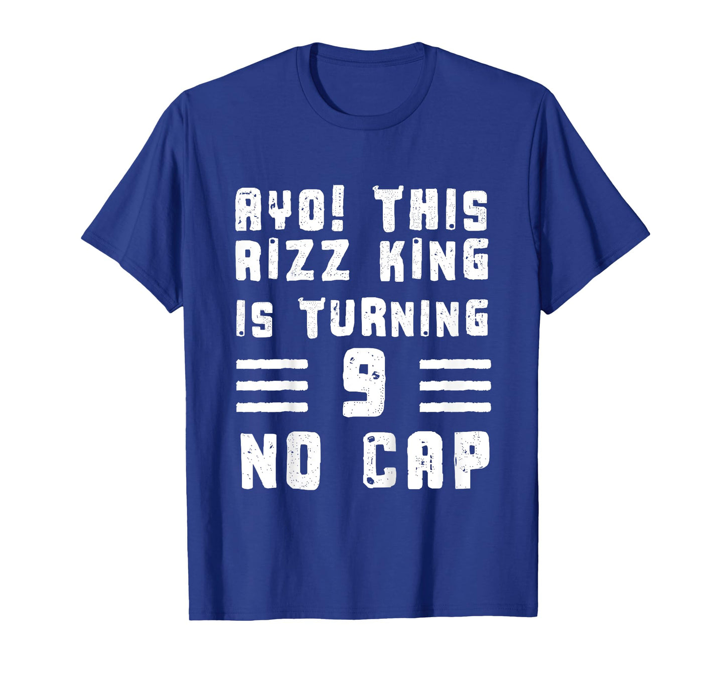 Kids Brain Rot Slang 9th Birthday 9 yo Boys No Cap Ayo Rizz King T-Shirt