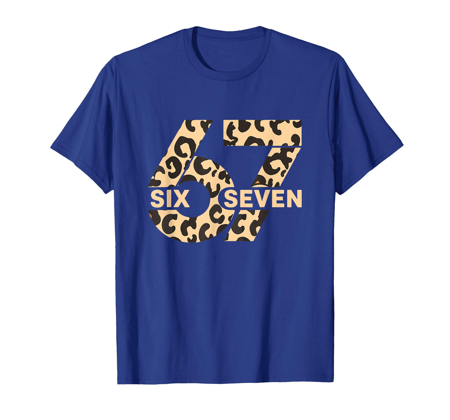 Six Seven Meme 6-7 Number Leopard Print Gen Z Gen Alpha T-Shirt