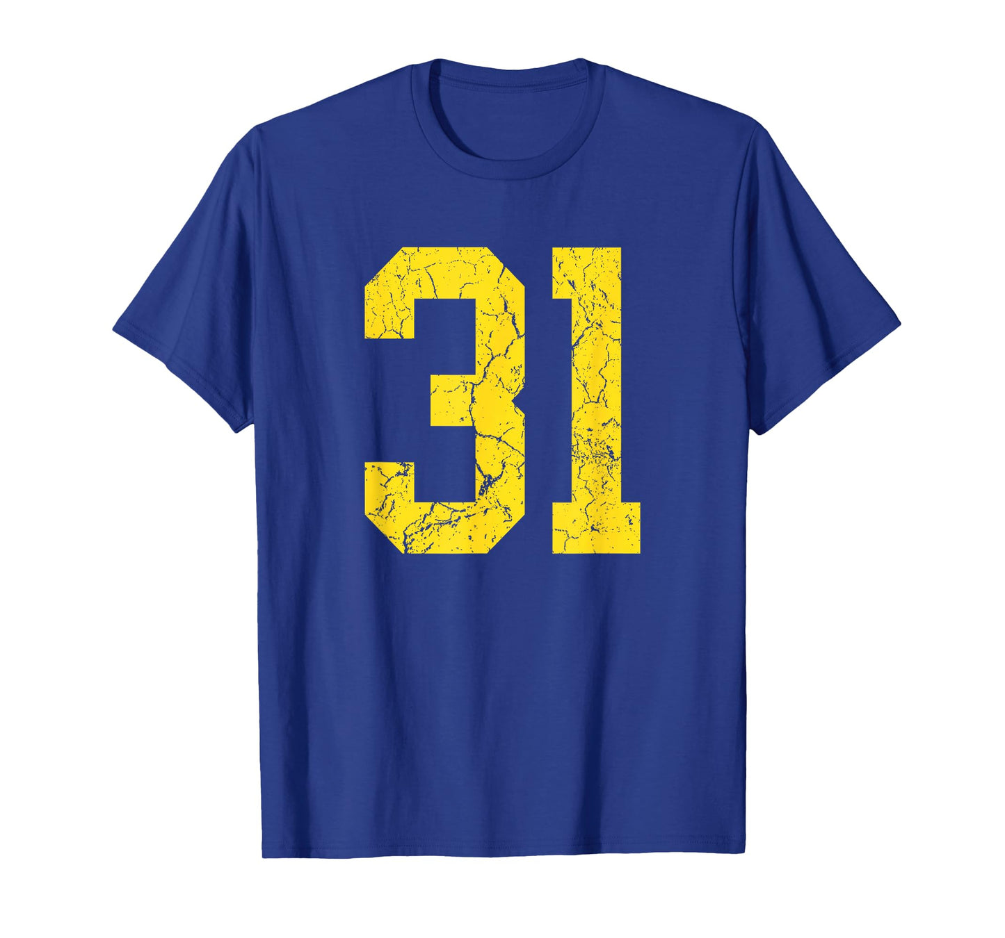 Distressed Bright Gold Number 31 Jersey Player Uniform #31 T-Shirt