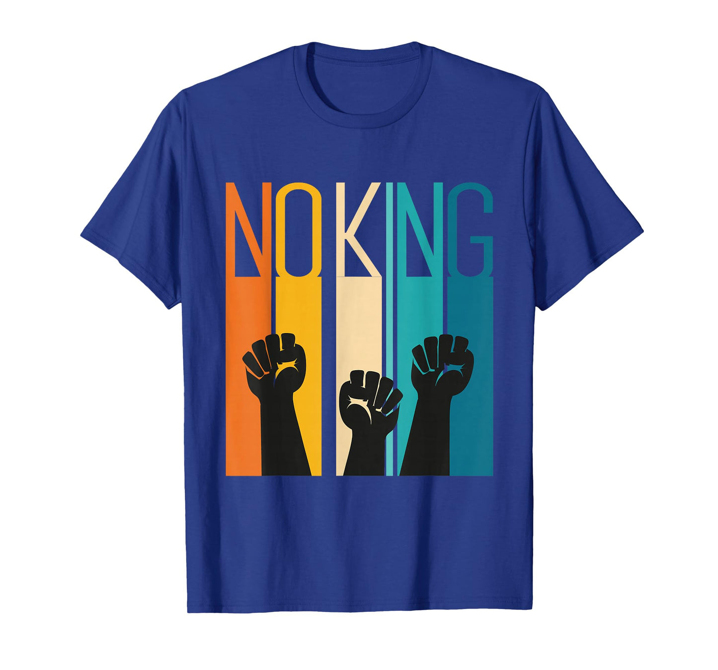 No King Protest in Vintage Retro Sunset Look & Resist Fists T-Shirt