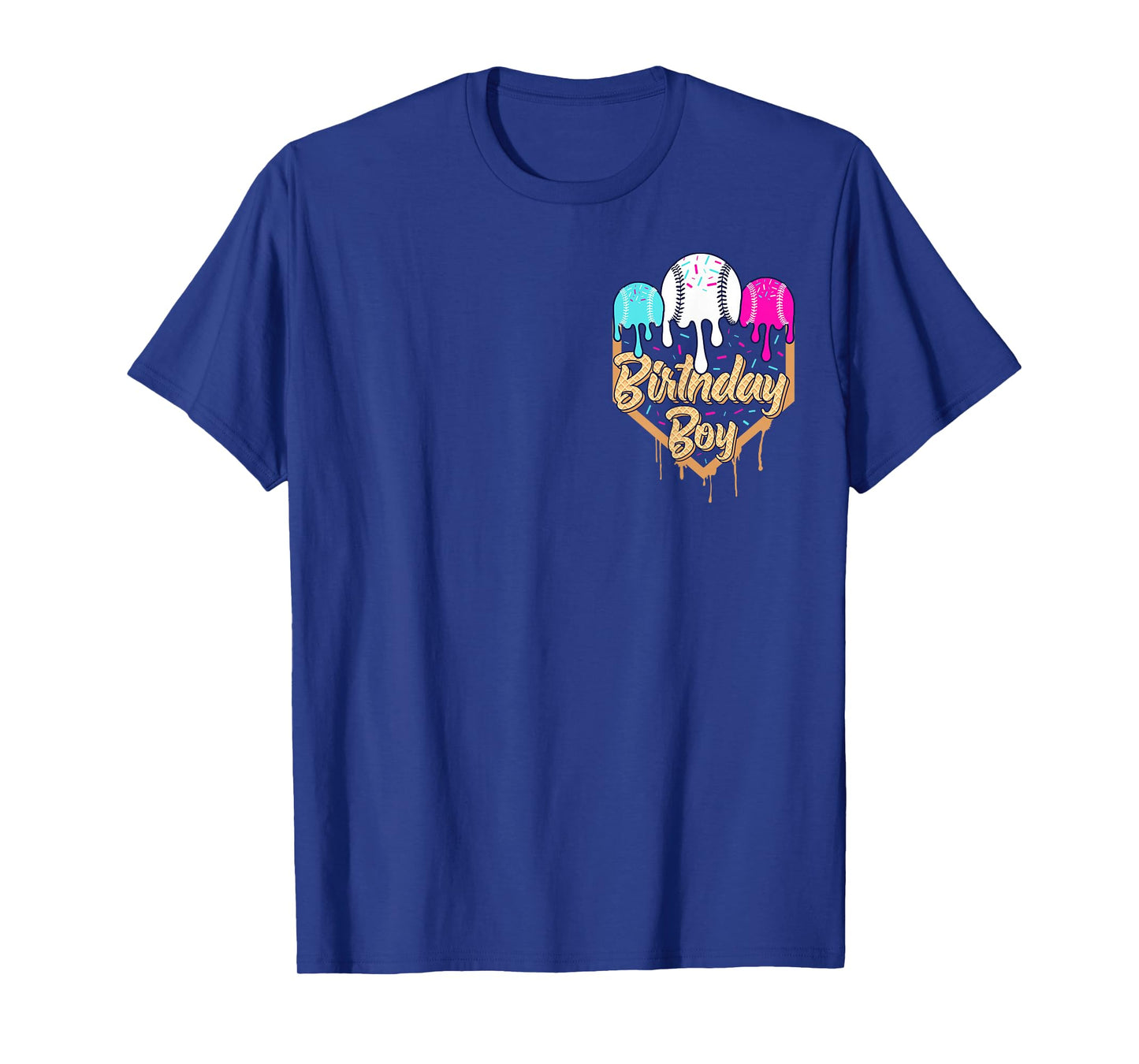 8th Birthday Baseball Ice Cream Drip Sprinkles 8 Year Old T-Shirt
