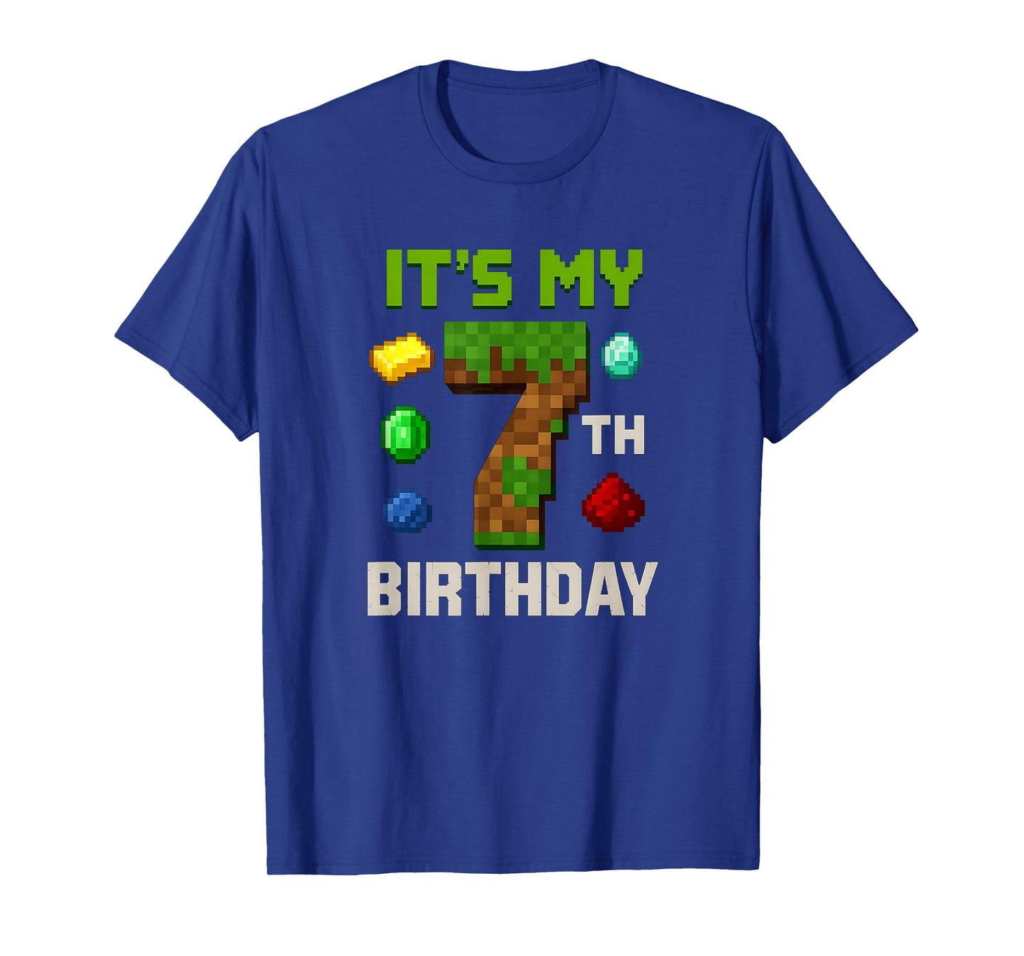 Pixelated Level 7 Birthday Kids Gamer Party Design T-Shirt