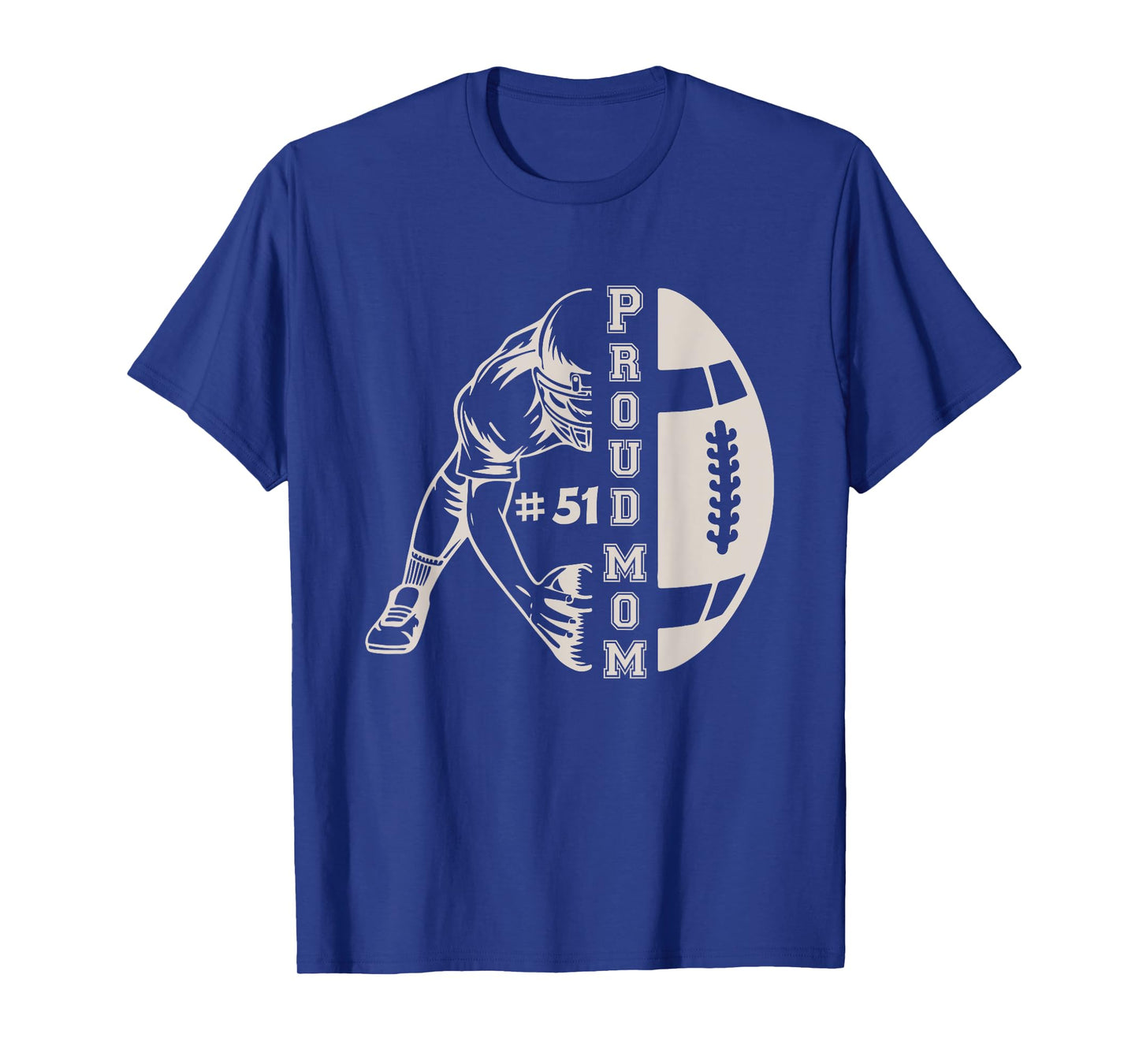 Customized Proud Football Mom Number 51 Player Game Day T-Shirt
