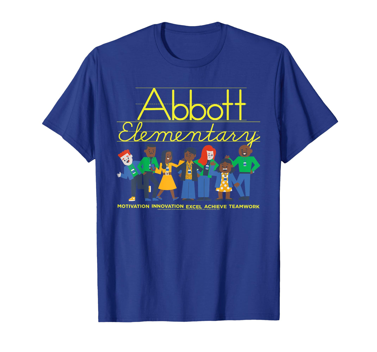 Abbott Elementary Cartoon Staff with Logo Funny TV Show T-Shirt