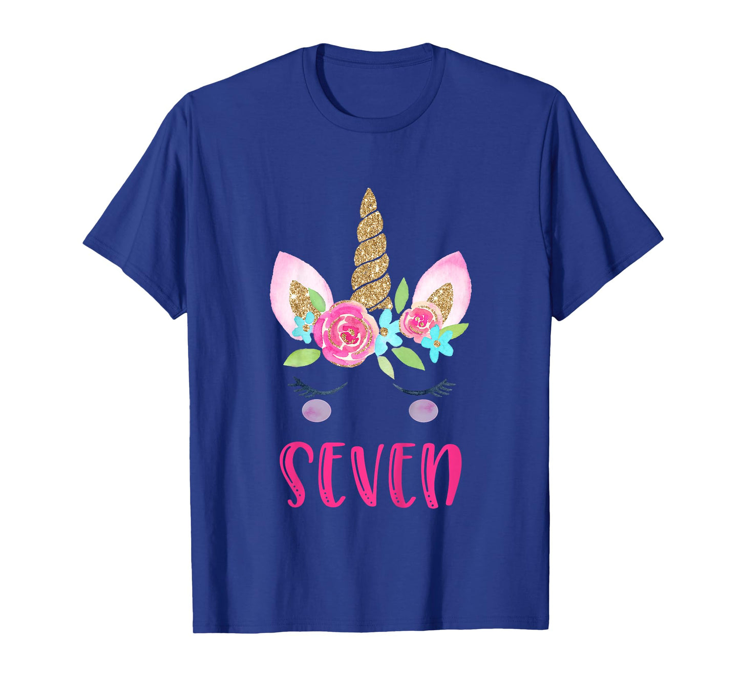 Seven Unicorn Birthday Girl Shirt 7 Year Old Cute T-Shirt T-Shirt