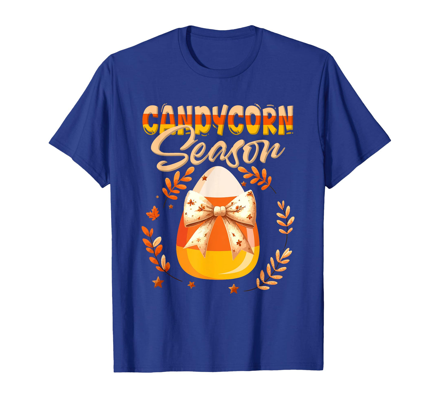 Candy Corn Season Halloween Candy Corn Bow Tie Floral Lover T-Shirt