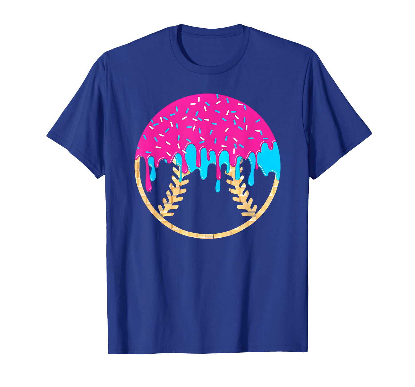 Pink and Blue Drip With Sprinkles Drip Baseball Softball T-Shirt