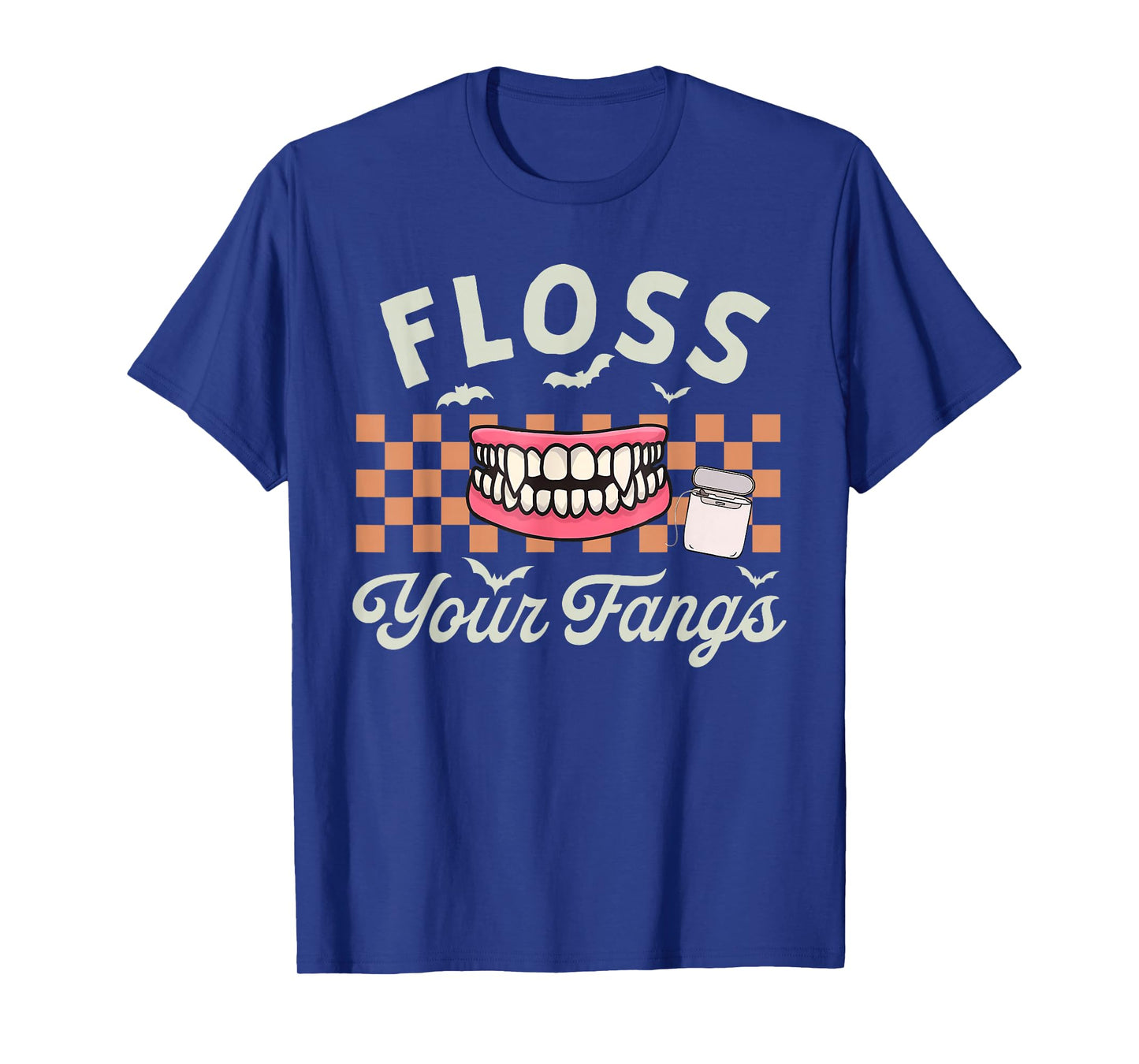 Retro Funny Teeth Floss Your Fangs Dentist Spooky Halloween T-Shirt