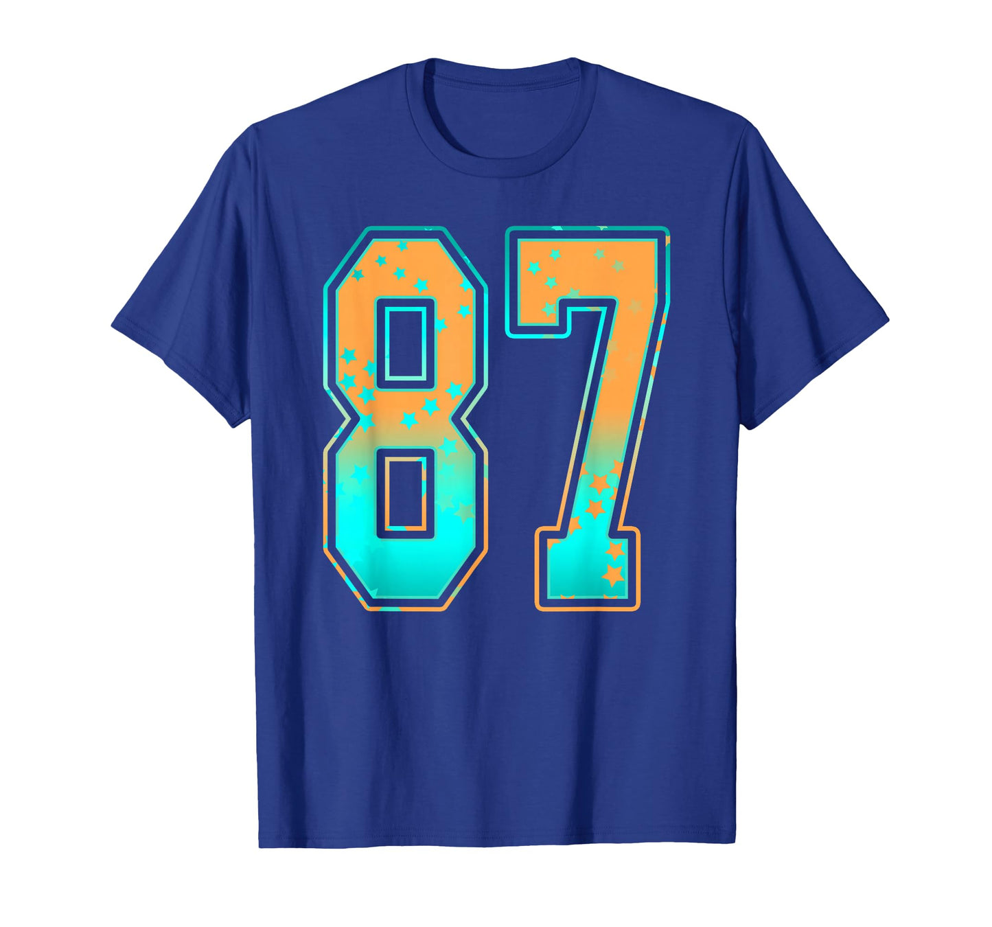 Mint Green Teal Orange Number 87 Jersey Player Uniform #87 T-Shirt