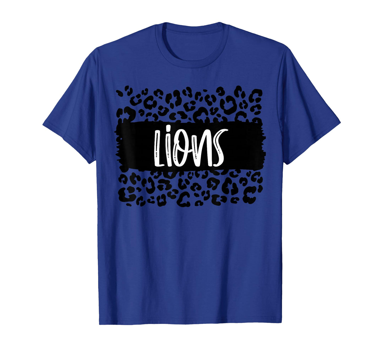 Lions Team Mascot School Spirit Game Night Leopard Print T-Shirt