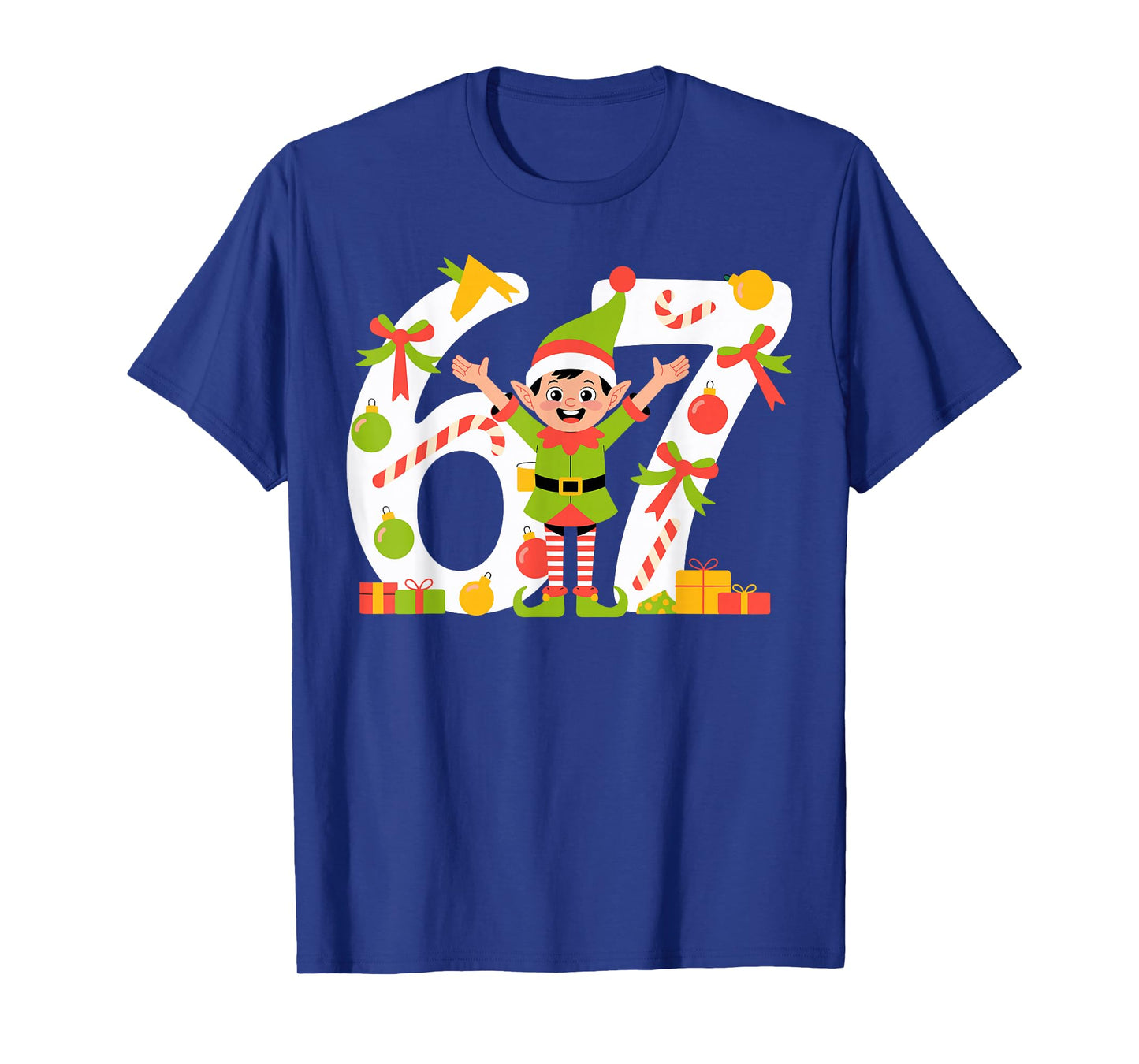 67 Christmas 6 7 Meme Elf Gen Alpha Six Seven 6-7 T-Shirt
