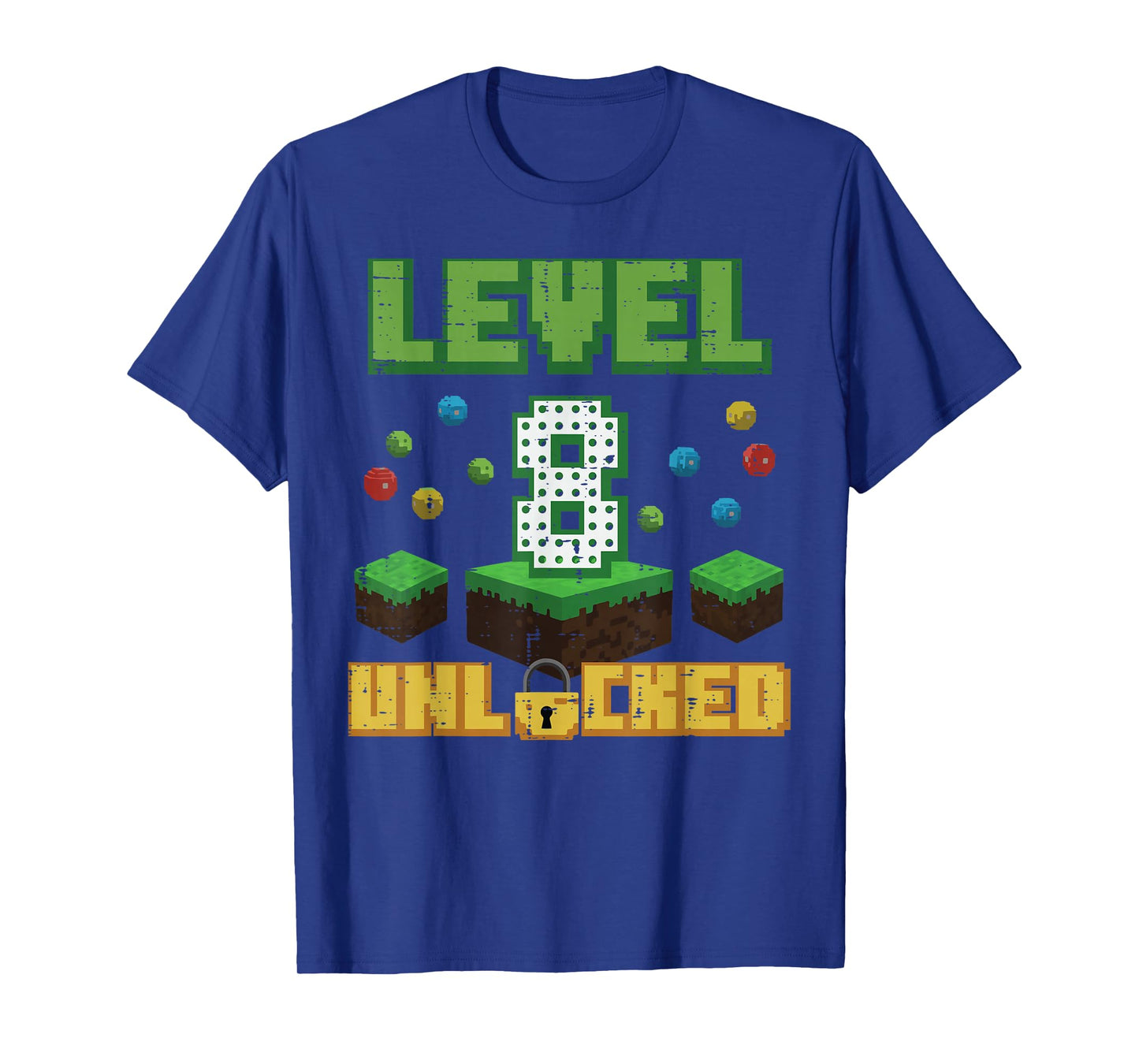 Level 8 Unlocked Pixel Gamer 8th Birthday Gaming Boys Kids T-Shirt
