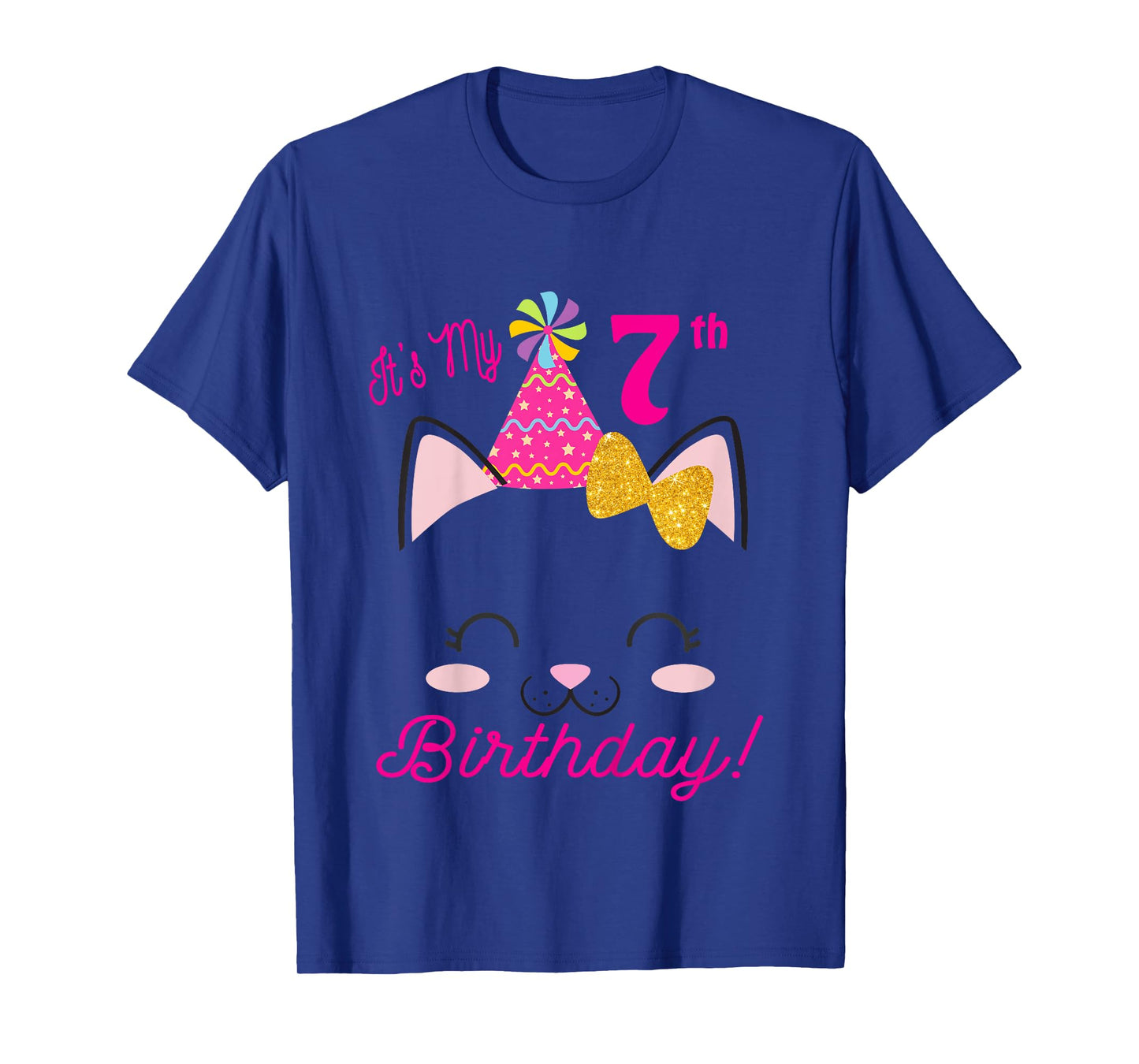 Kids Its My 7th Birthday Shirt Girl Kitty Cat theme Party Outfit T-Shirt