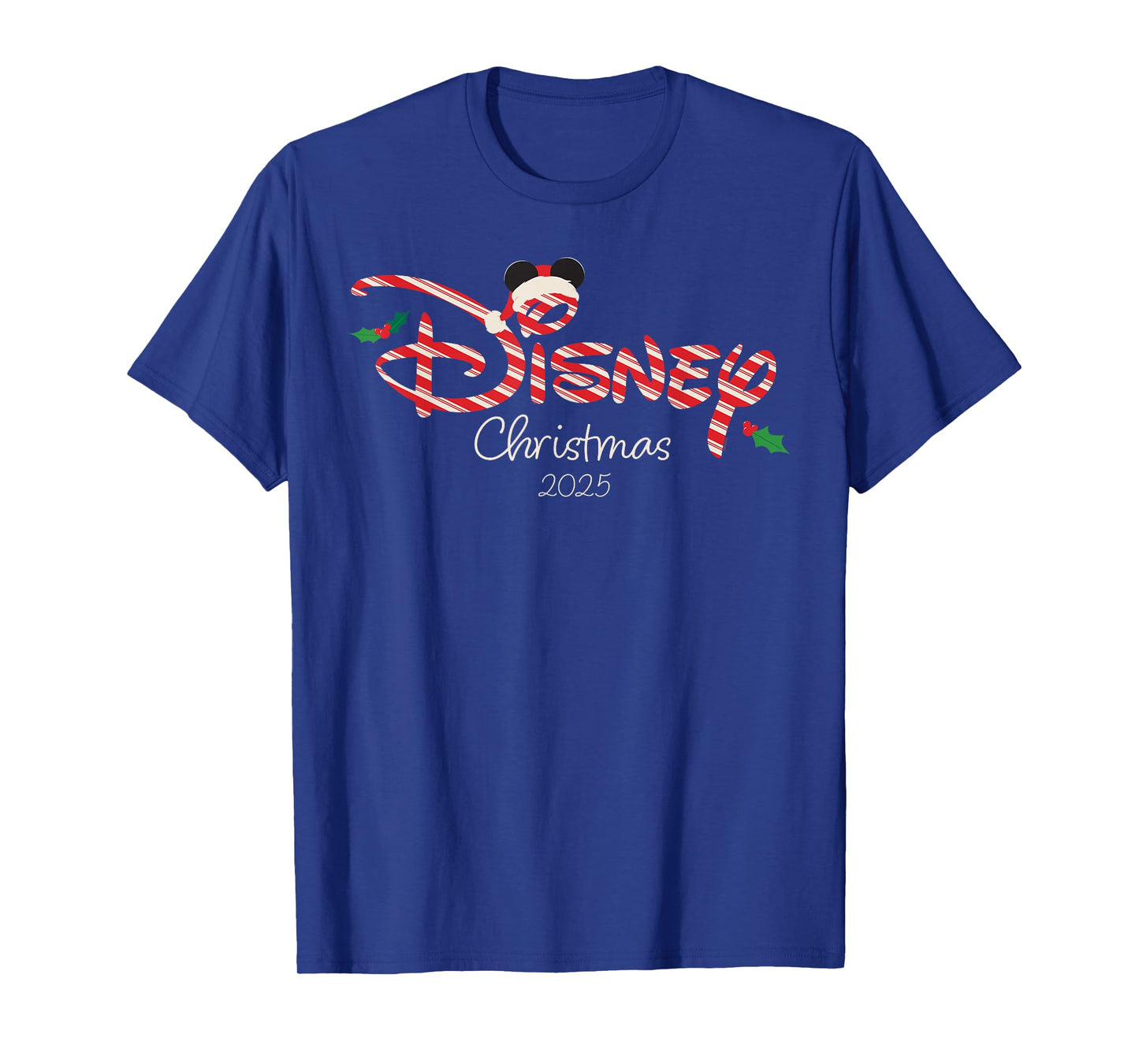 Disney Christmas 2025 Candy Cane Script Logo Holiday Trip T-Shirt