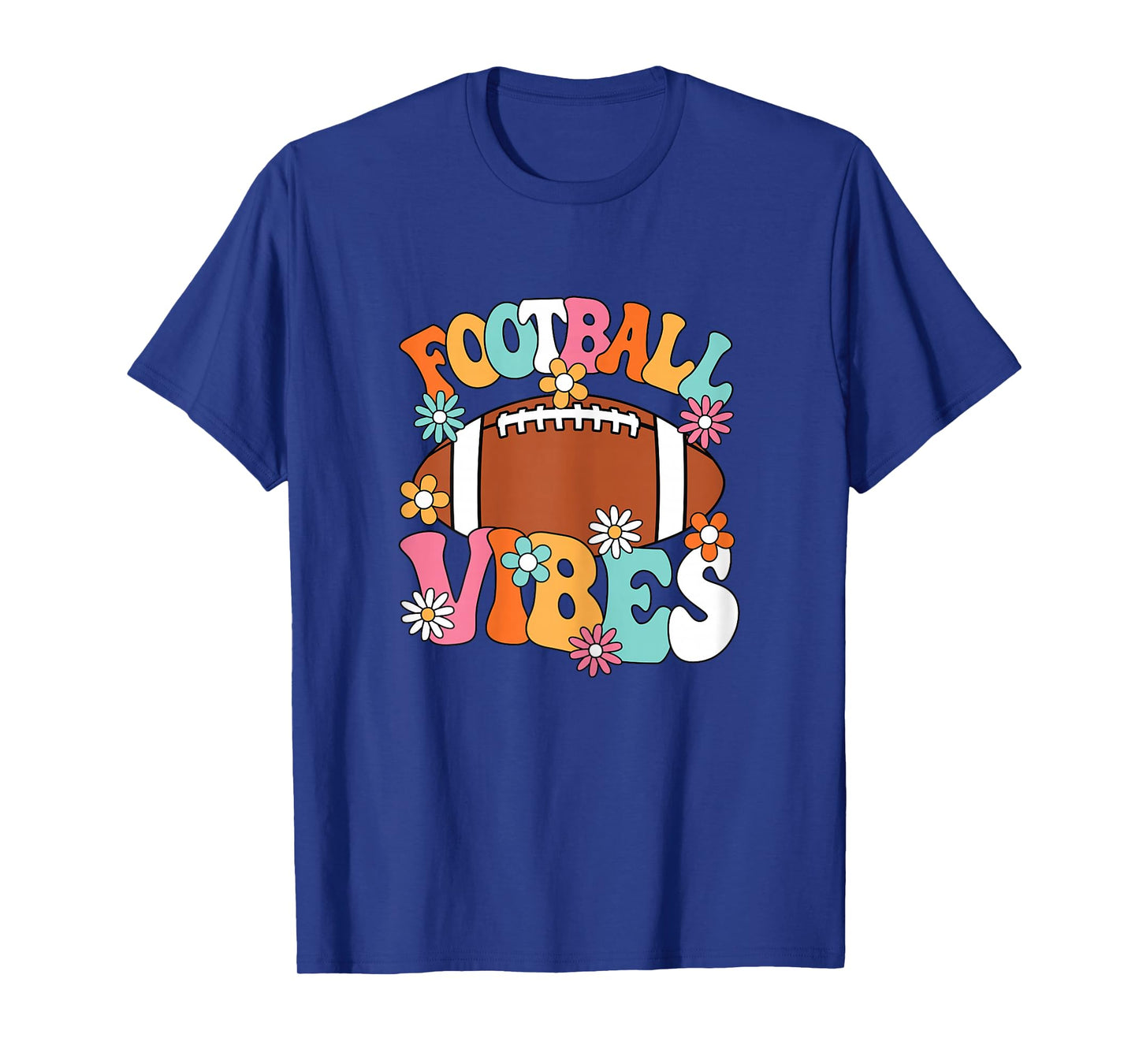 Football Vibes American Football Player Groovy Women Girls T-Shirt