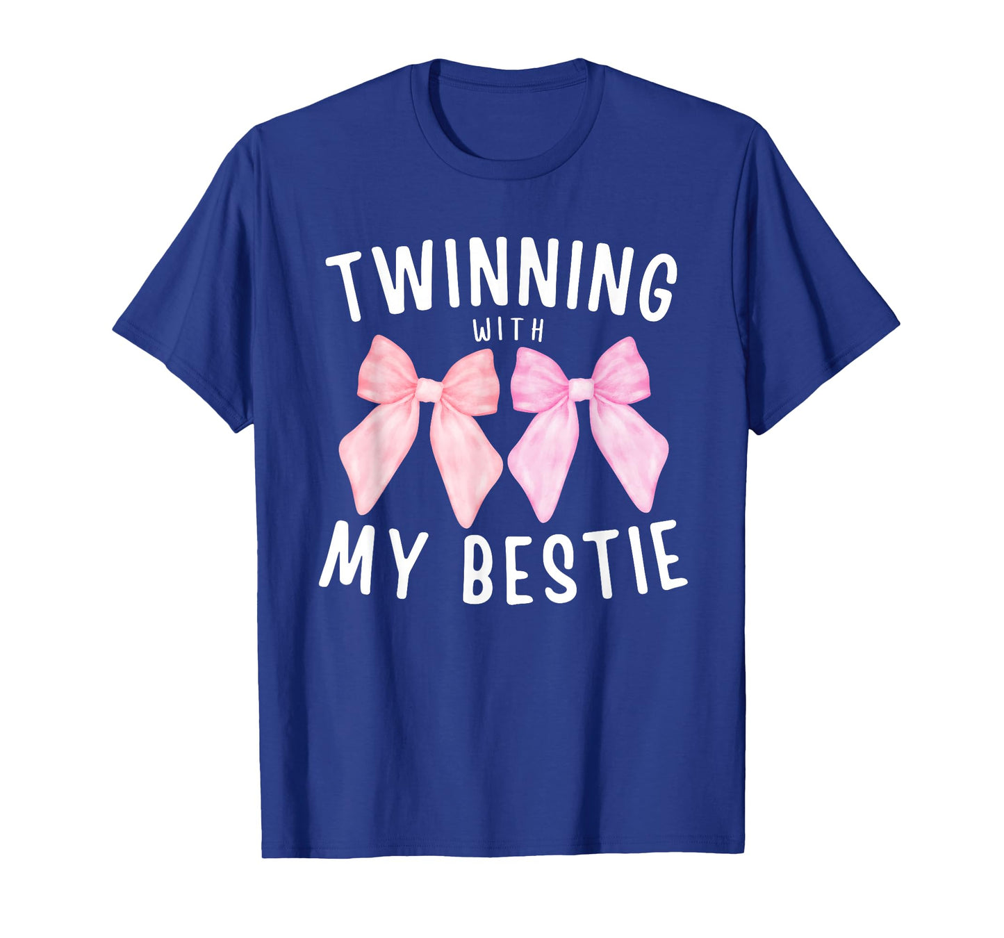 Pink Bow Twinning With My Bestie Twin Matching Twins Friends T-Shirt