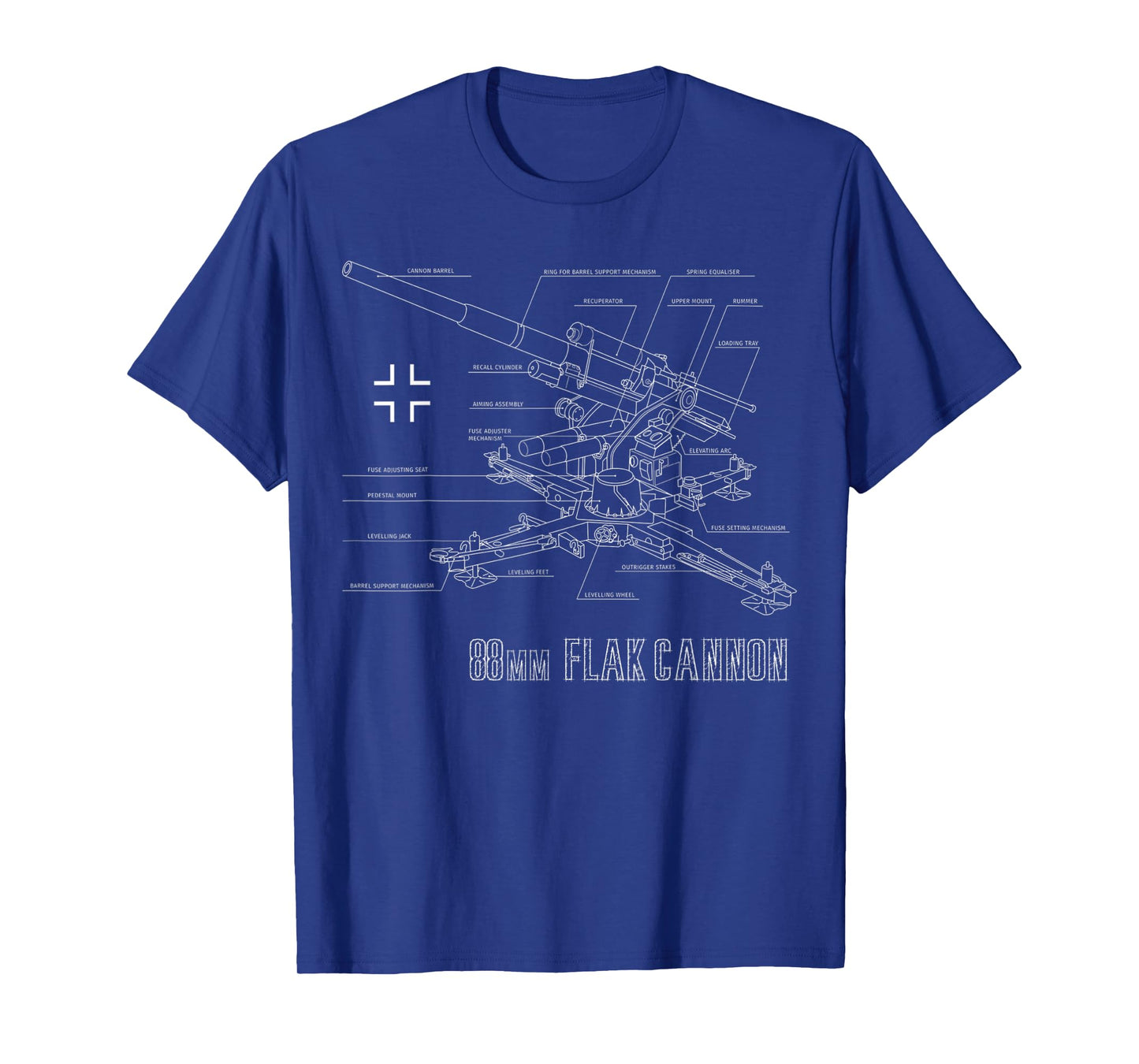 World War 2 German 88mm Flak 18/36/37/41 blueprint T-Shirt