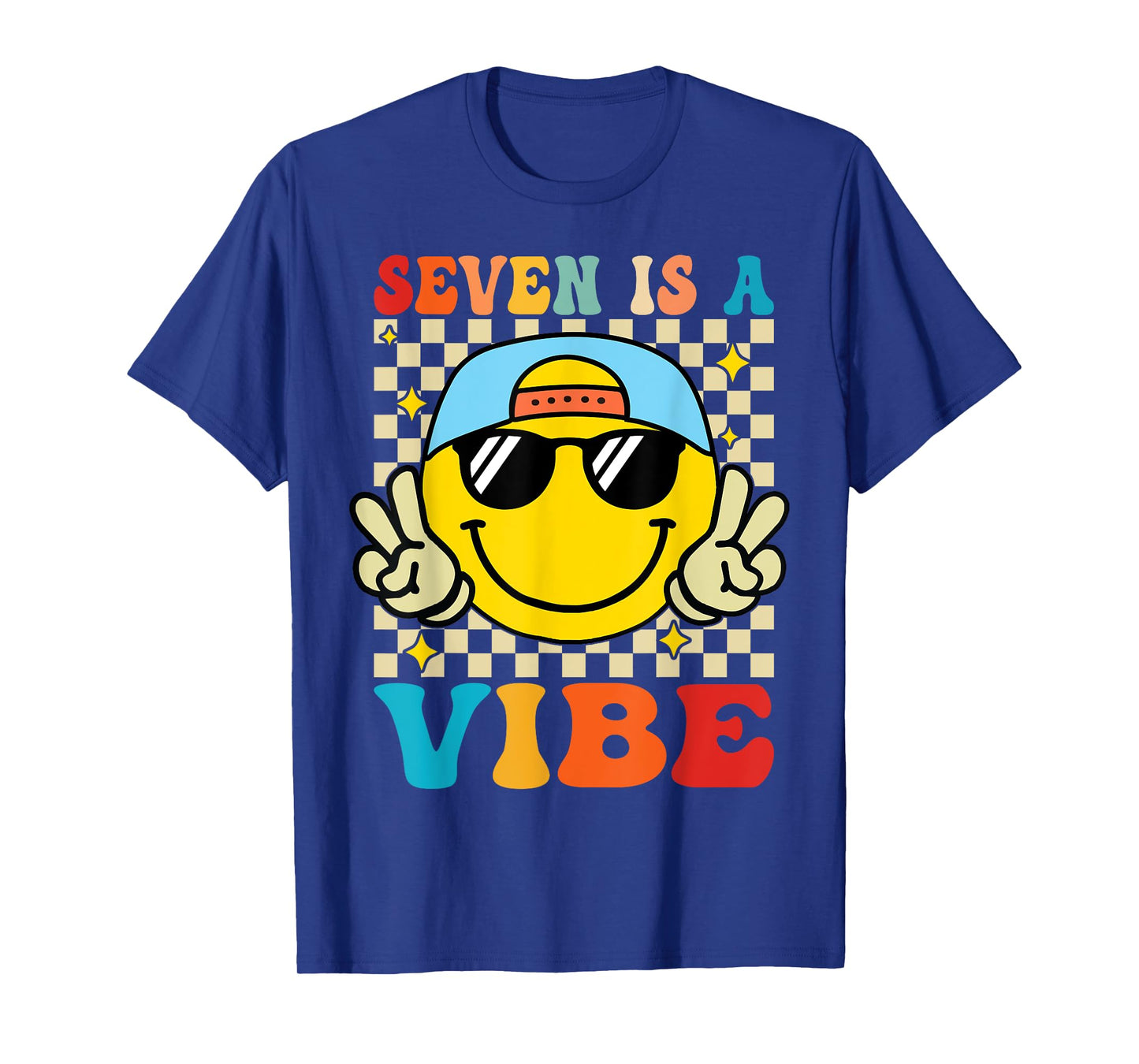 Seven Is A Vibe 7th Birthday Groovy Boys Girls 7 Years Old T-Shirt