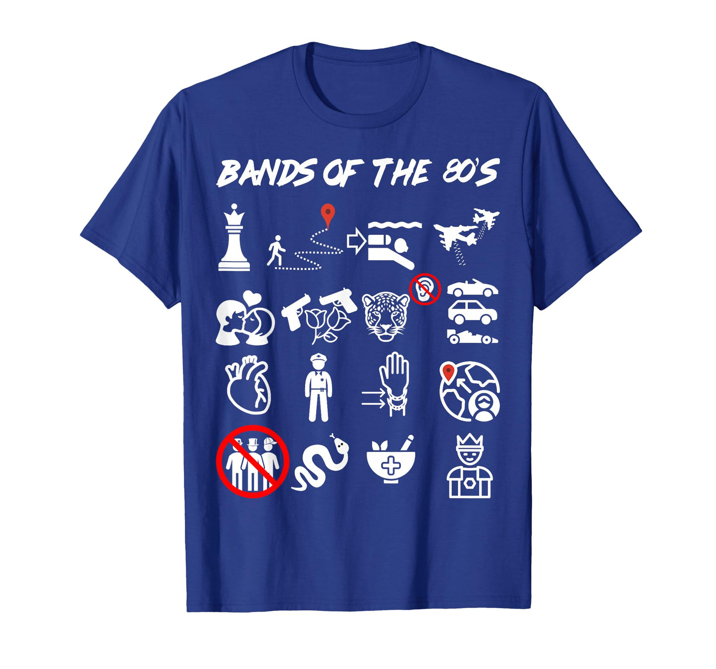Funny Nerdy Iconic Pop Rock Bands of the 80s White T-Shirt