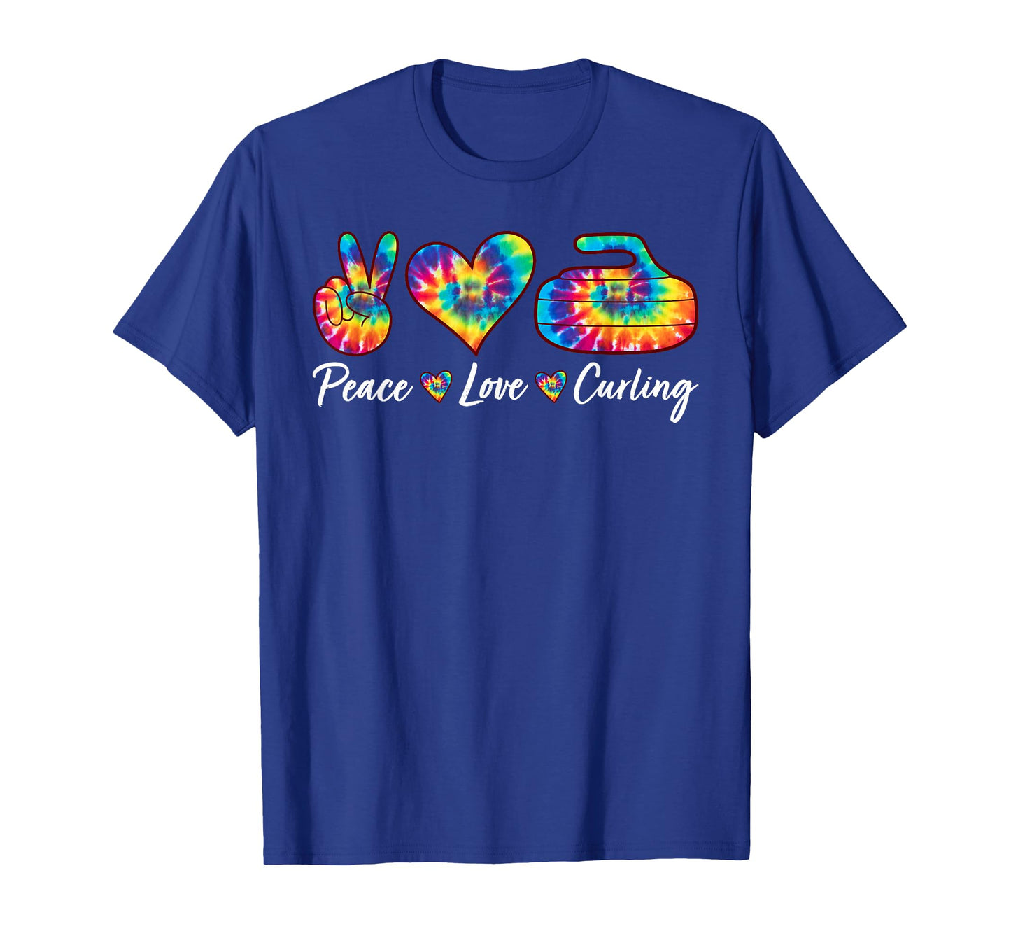 Tie Dye Peace Love Curling Sports Team Game Player T-Shirt
