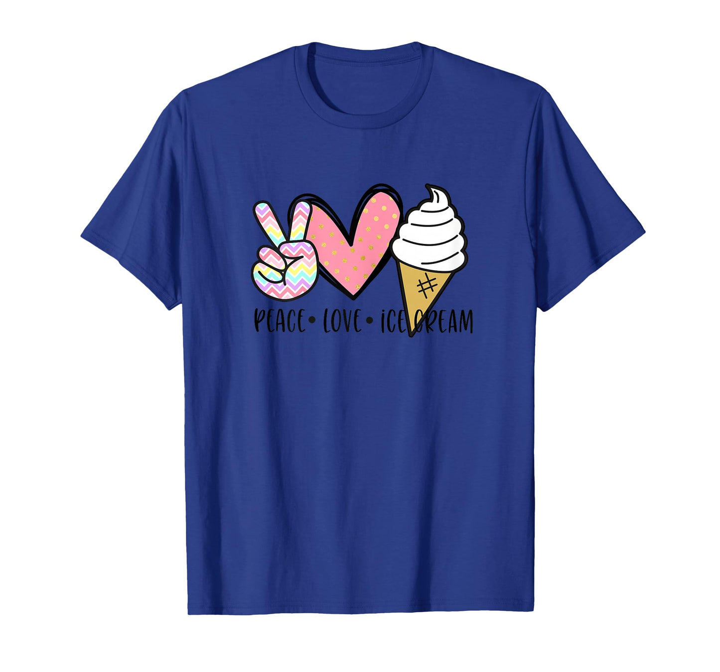 Peace Love Ice Cream Cute for Girls Teens Women Summer T-Shirt