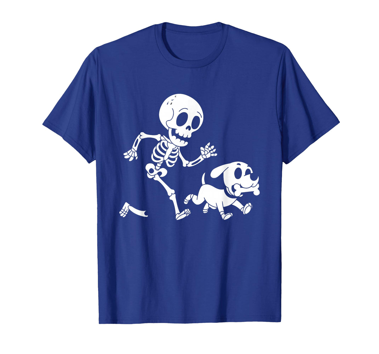 Skeleton With Dog Halloween Funny Humor Joke Men Women Kids T-Shirt